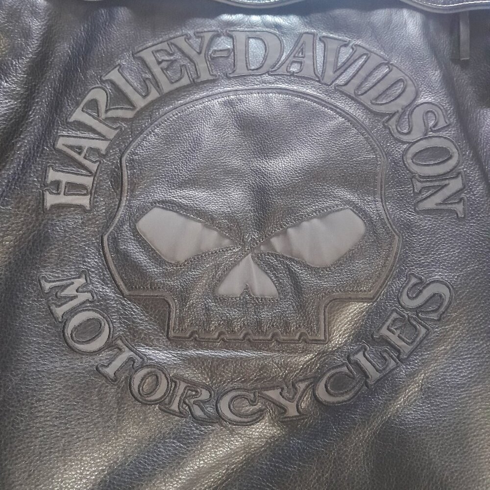 Mens Harley Davidson 3 in 1 reflective Willie G Skull Leather Jacket